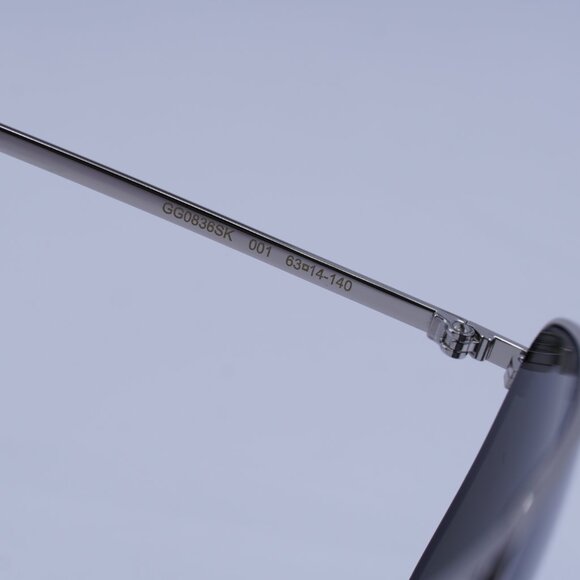 Gucci GG0836SK 001 Sunglasses Silver Aviator Frame, Grey Lenses - Picture 6 of 10